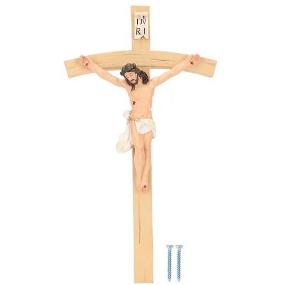 Crucifix - TBEST - Jésus-Christ - Décoration murale - Résine - 21,8 x 12 x 3 cm