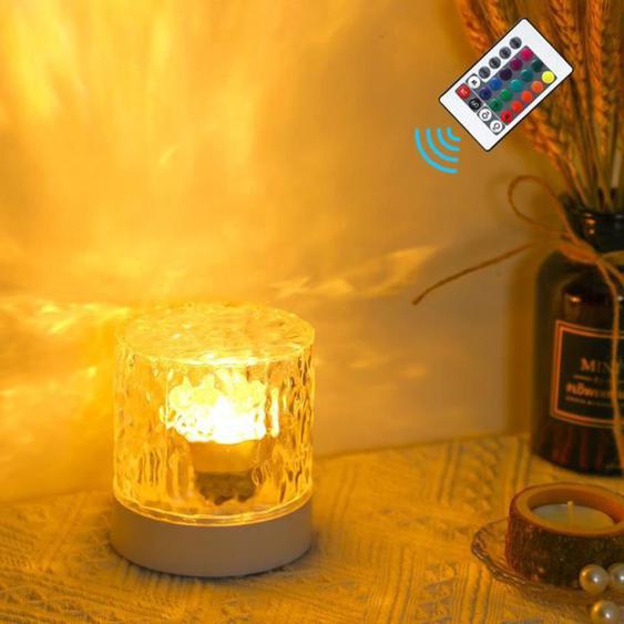 Tbest Lampe de table en Ocean Wave Lampe de Table en Ocean Wave avec TéléCommande en Acrylique et ABS, deco decorative