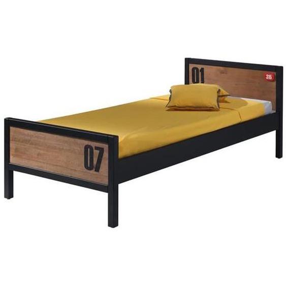 Lit 90x200cm - ALTOBUY - TCHAD - Pin Massif - Motifs - 1 Place - Avec Tiroirs