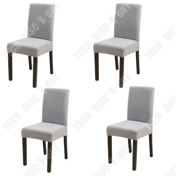 TD® 4 pièces Couvertures de chaises de restaurant Housse de chaise couleur pure Gris Housse de chaise siamoise Hôtel Ménage