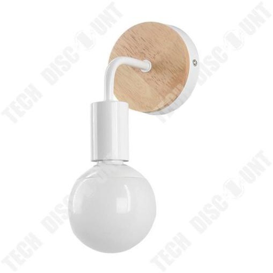 TD® 6pcs applique murale en bois massif salon couloir décoration murale rétro lampe à tête unique LED salle à manger chambre chevet