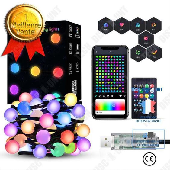 TD® APP smart point contrôle balle guirlande lumineuse petite boule blanche en cuir ligne lumières de décoration de Noël