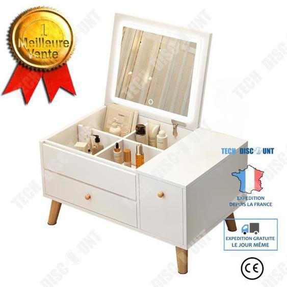 TD® Coiffeuse baie vitrée coiffeuse moderne minimaliste rangement chambre table miroir maquillage table une petite armoire de