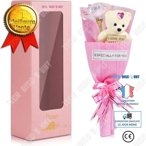 TD® Emballage exquis de cadeau créatif de cadeau de Saint-Valentin de boîte-cadeau de bouquet simple de rose dours
