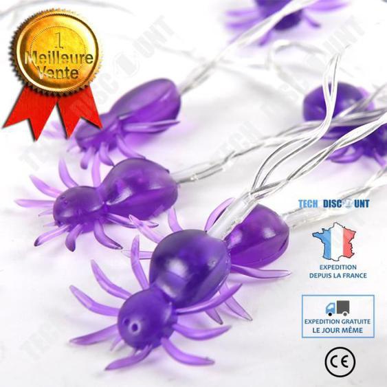TD® Halloween violet araignée guirlande lumineuse LED 1,5 mètres