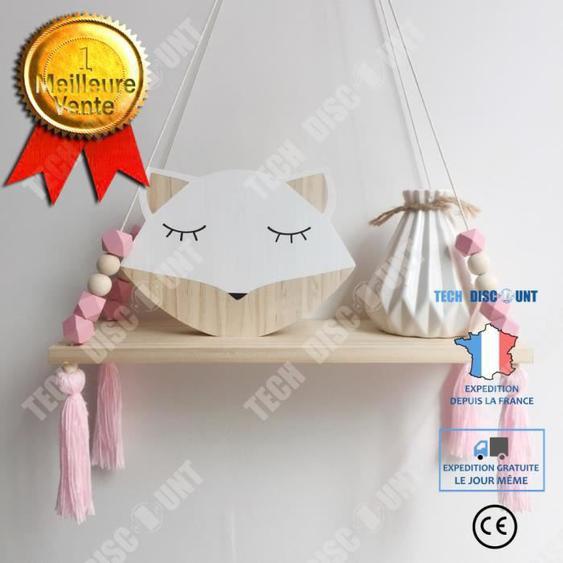 TD® Nordic écran mural étagère à suspendre balançoire Corde flottante étagères Home Decor,Étagère Murale D écorative Suspendue ( ro
