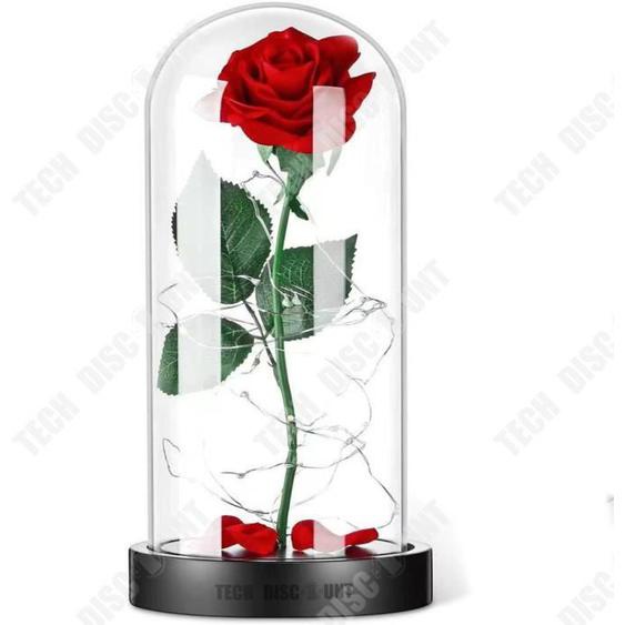 TD® Rose Lights Roses recouvertes de verre LED Beauty and the Beast Everrose et lumières LED pour les mariages de cadeaux de Noël