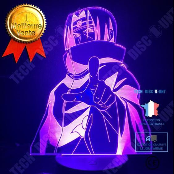 TD® Veilleuse 3D,3D Led Veilleuse Naruto Uchiha Itachi Action Figure 7 Couleurs Toucher Illusion Optique Lampe De Table E13003