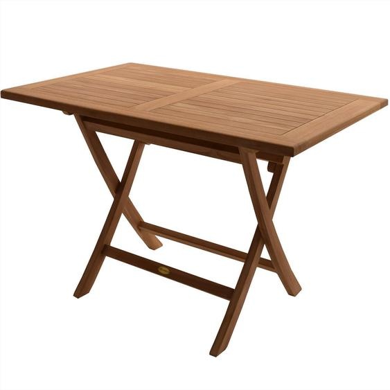 Teako Design Table pliante en teck, coin Rovigi 120x80cm - Résistant aux intempéries, bois massif, durable (75 cm x 120 cm x 80 cm)