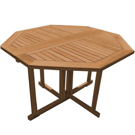 Teako Design Table pliante en teck ronde Savona bois massif résistant aux intempéries - Outdoor jardin balcon terrasse, pliable (80 cm x 80 cm x 75 cm)