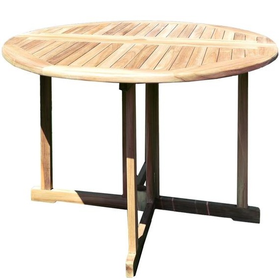 Teako Design Table pliante en teck ronde Savona bois massif résistant aux intempéries - Pour le jardin, la terrasse, le balcon & lintérieur (80 cm)
