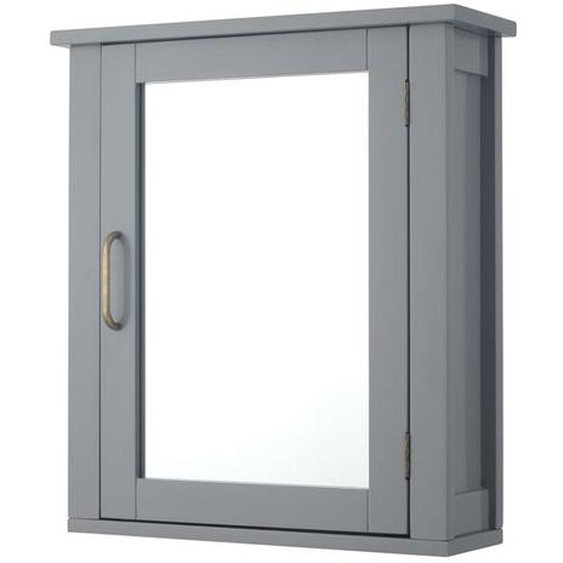 Teamson Home Meubles de salle de bain en bois Armoire à pharmacie murale avec miroir avec étagère réglable Gris EHF-F0021