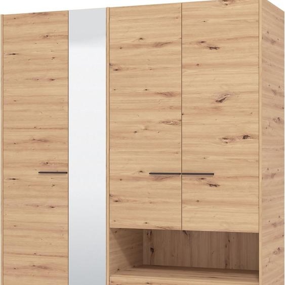 Teana - Grande Armoire, 161x206h cm Chêne Brun Noeud, 5 Étagères