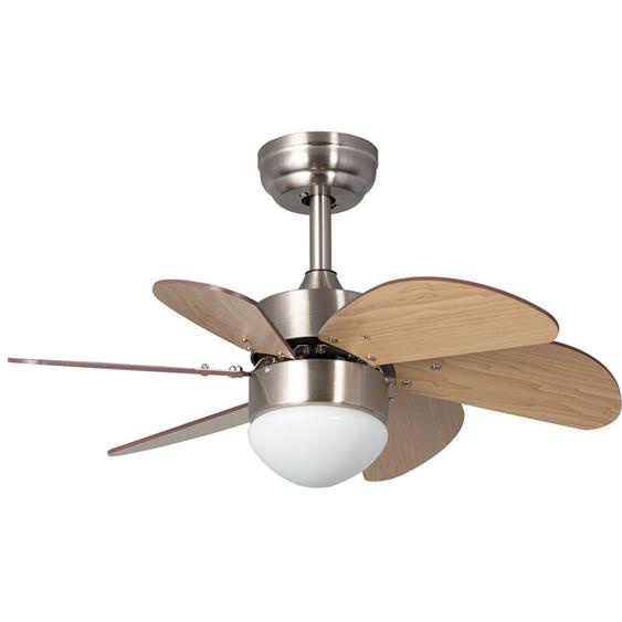 Techbrey - Ventilateur de Plafond Silencieux Orion Effet Bois 81cm Moteur dc Argent