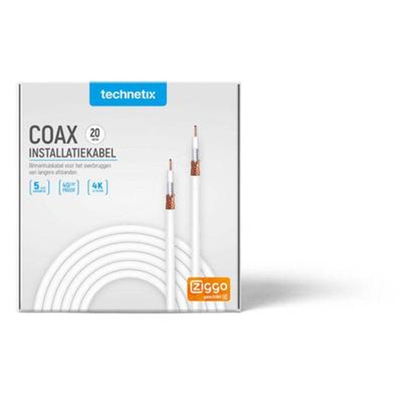 Technetix Tn-Coaxih-20M Câble coaxial 20 M Blanc