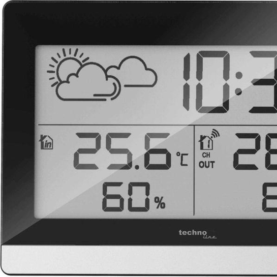 Techno Line WS 9255 - Station météo - sans fil - noir, argenté