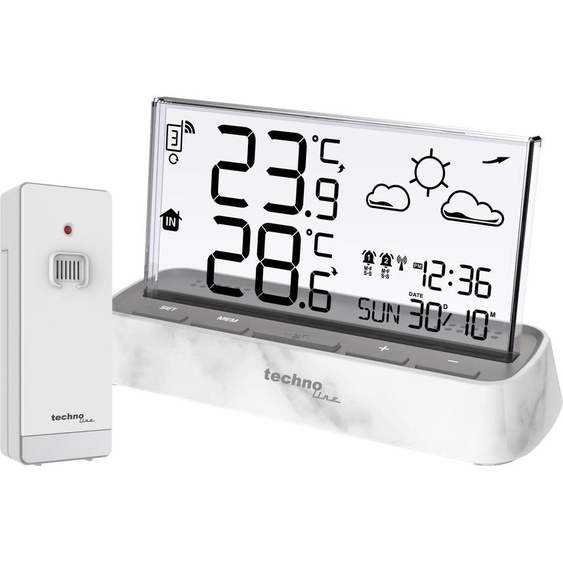 technoline WS 6782 Station météo sans fil | base de la station en optique marbre | écran transparent