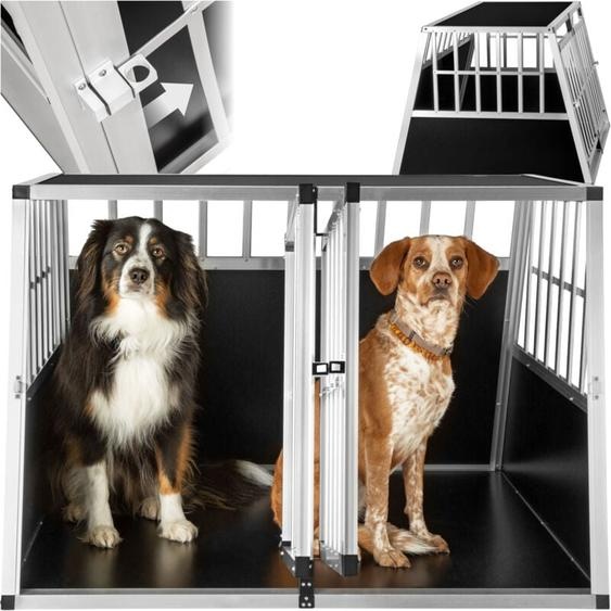 Tectake - Cage de transport pour chiens double sécurisée avec dos incliné