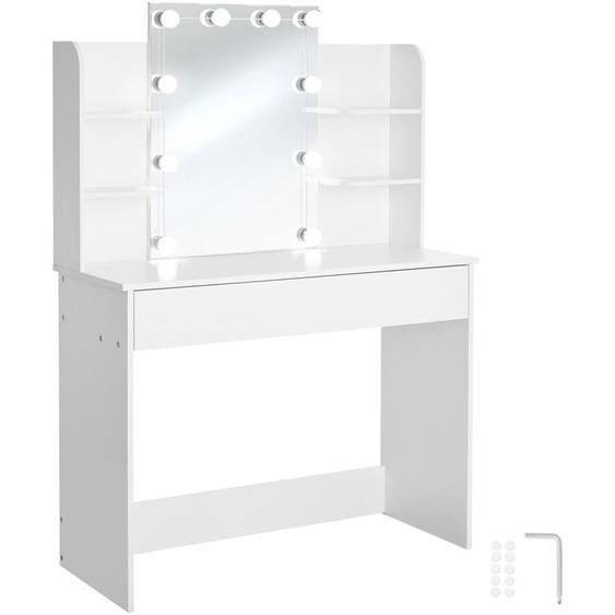 COIFFEUSE - TECTAKE - Coiffeuse LUISE avec miroir et éclairage LED variable tiroir et 4 étagères