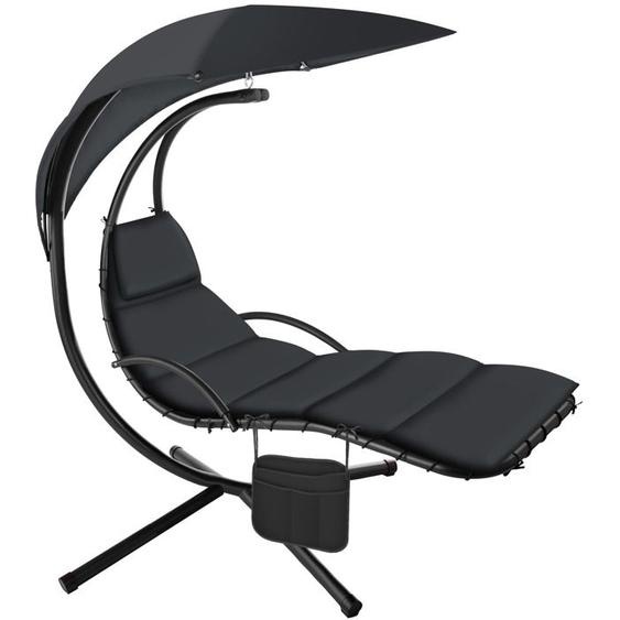 HAMAC - TECTAKE - Fauteuil suspendu ELARIA avec pare - soleil protection UV et poche latérale résistant et stable - Noir