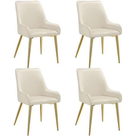 CHAISE - TECTAKE - Lot 4 chaises rembourrées AVANE aspect velours forme ergonomique - Beige
