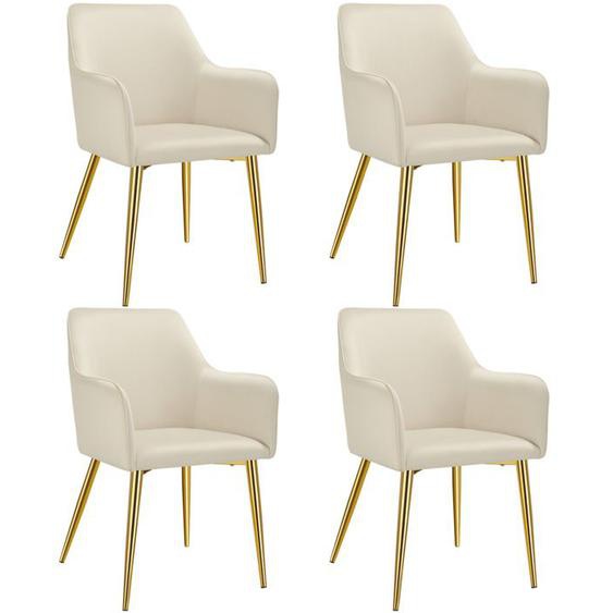 CHAISE - TECTAKE - Lot 4 Fauteuils AVANE aspect velours rembourrés avec dossier continu - Beige
