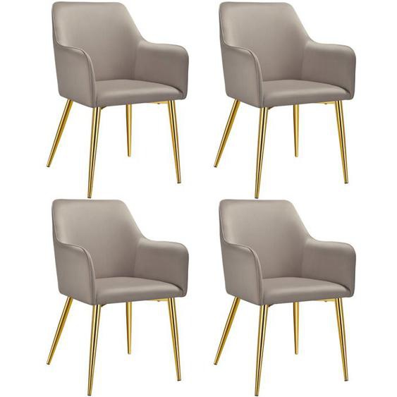 CHAISE - TECTAKE - Lot 4 Fauteuils AVANE aspect velours rembourrés avec dossier continu - Taupe