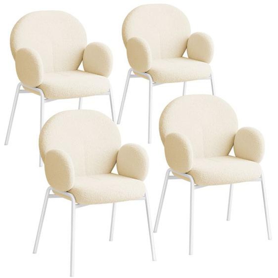 TECTAKE Lot de 4 chaises rembourrées SCANDI, tissu bouclette - Crème