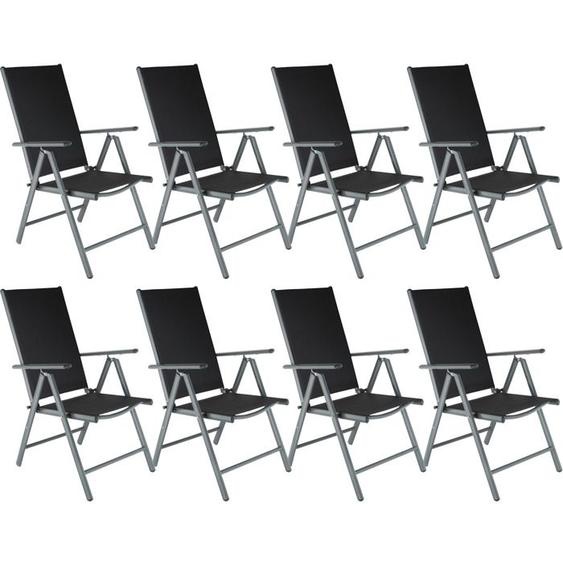 TECTAKE Lot de 8 chaises de jardin pliantes MARILENA Pliable Dossier réglable en 7 positions - Noir/Anthracite