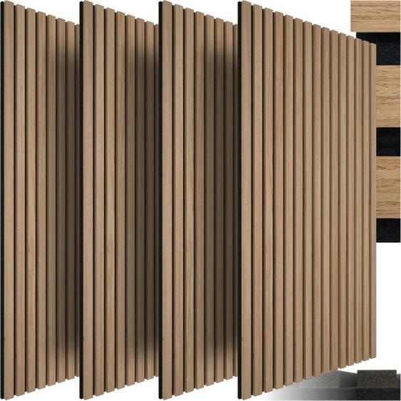 Tectake - Panneaux acoustiques sonic wall aspect bois - Chêne clair, Lot de 4