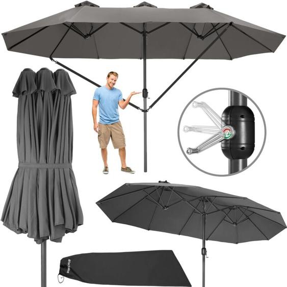 Tectake - Parasol 460 x 270 cm Mécanisme facile à manipuler Avec 3 brise-vent