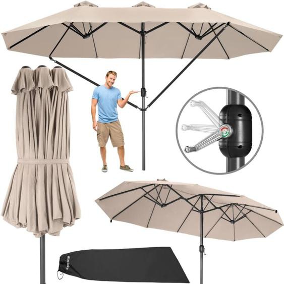 Tectake - Parasol 460 x 270 cm Mécanisme facile à manipuler Avec 3 brise-vent