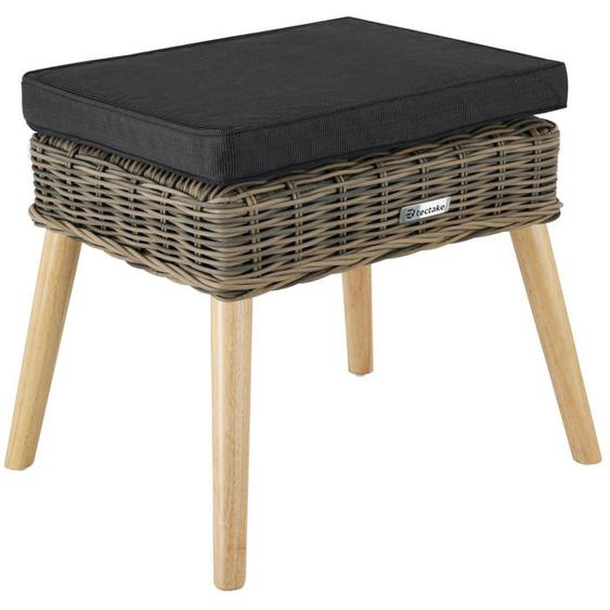 REPOSE PIEDS - TECTAKE - Tabouretrepose-pieds en rotin VIBO avec un Rembourrage confortable 545 x 445 x 465 cm - Marron Naturel