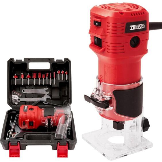 Teeno - Défonceuse affleureuse Électrique 650W 15000-32000 rpm, Affleureuse défonceuse Avec 12 Fraises à Défoncer Queue de 1/4,6 Vitesses