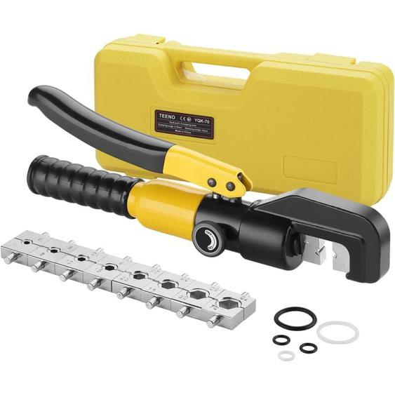 Pince à Sertir Hydraulique 10T avec 9 Matrices Hexagonales Course 12mm,Coffret de Outil de Sertissage 4-70 mm² pour Cosses de Câbles en Cuivre et
