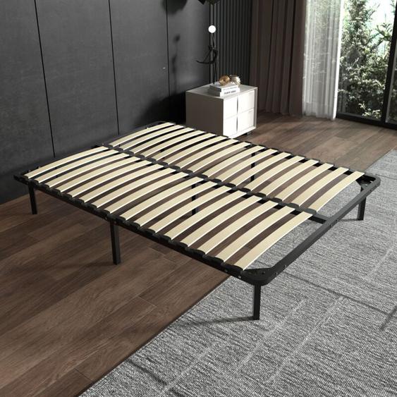 Teeno - Sommier 160x200cm Sommier à Lattes avec 2x18 Lattes Sur, 9 Pieds, Montage Rapide-Sommiers à Lattes en Bois pour Adulte