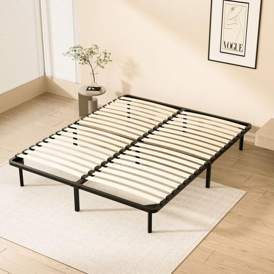 Teeno - Sommier 160x200cm Sommier à Lattes avec 2x18 Lattes Sur, 9 Pieds, Montage Rapide-Sommiers à Lattes en Bois pour Adulte