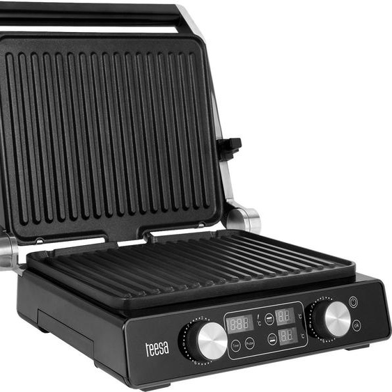 Teesa TSA3239 Grille de contact pour panini, grille-pain, inserts amovibles, 2000 W, acier inoxydable