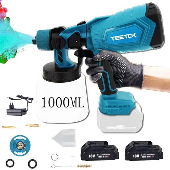 Teetok - Pistolet à peinture,Ensemble de système de pulvérisation de peinture à batterie Pistolet à peinture électrique Pistolet à peinture Pistolet