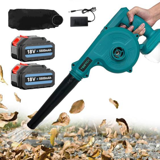 Souffleurs de feuilles et aspirateurs électriques, nettoyeur sans fil 2 en 1, pour feuille de pelouse, neige, voiture, dépoussiérage +2x batterie+5,5