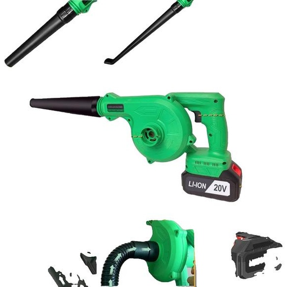 Tegatok Souffleur et aspirateur de feuilles à batterie, 150 CFM de débit dair, batterie 4,0AH, vert