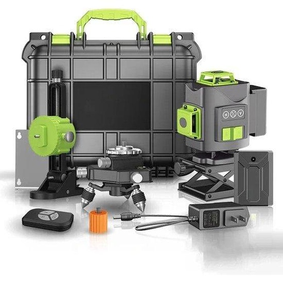 Télémètre laser 16 lignes 360° vert avec batterie rechargeable et accessoires