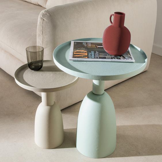 Témara - Table dappoint ronde en aluminium ø41cm - Couleur - Bleu clair