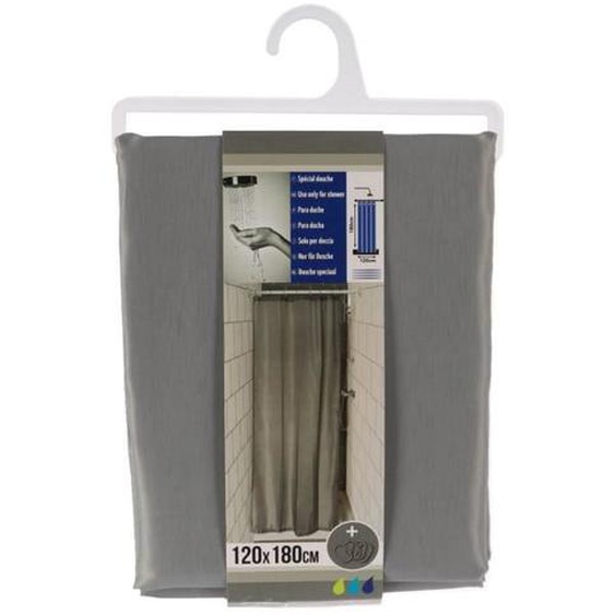 Rideau de douche - TENDANCE - 120 x 180 cm - Gris - Polyester - Anneaux inclus