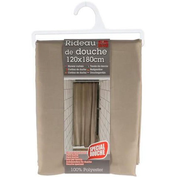TENDANCE - Rideau spécial douche Taupe 120 x 180 cm anneaux inclus