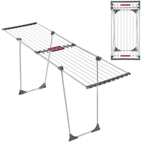 Kadax - tendoir a Linge 20 metres, Support de Sechage sur Pieds, Sechoir Pliable pour Maximiser lespace de Sechage, Etendoir Telescopique (Gris)