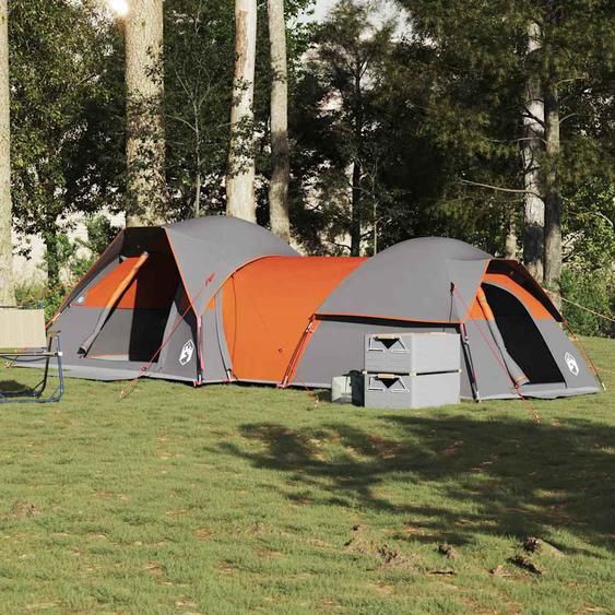 Tente de camping 5 personnes gris et orange imperméable