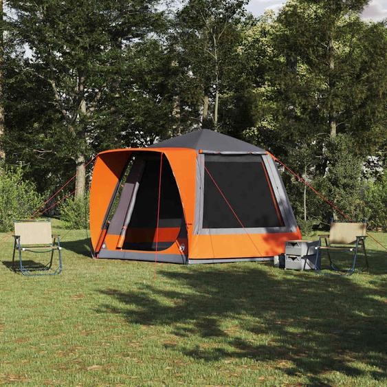 Tente de camping Gris et orange 420 x 420 x 227 cm Polyester