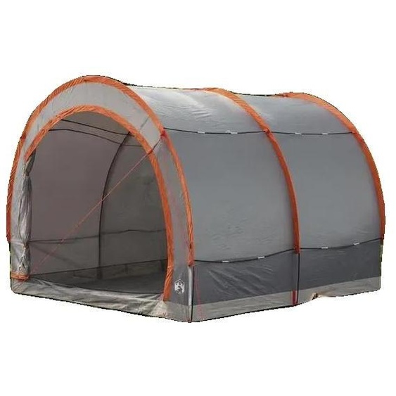 Tente de camping, intérieur spacieux, accès par deux portes, couleur grise