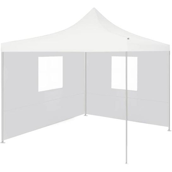 Tente de réception pliable avec 2 parois 3x3 m Acier Blanc
